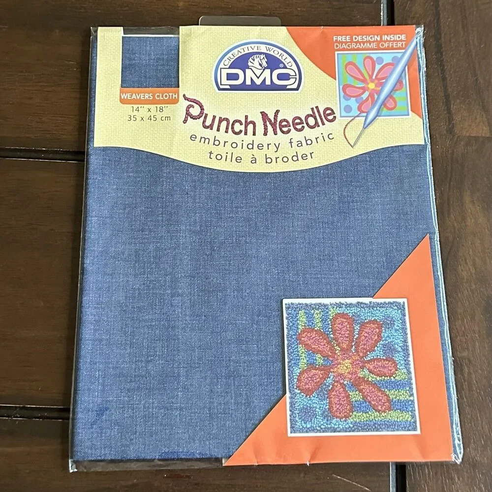 Set of 2 DMC Punch Needle Weavers Cloth Embroidery Fabric 14x18 Denim 792